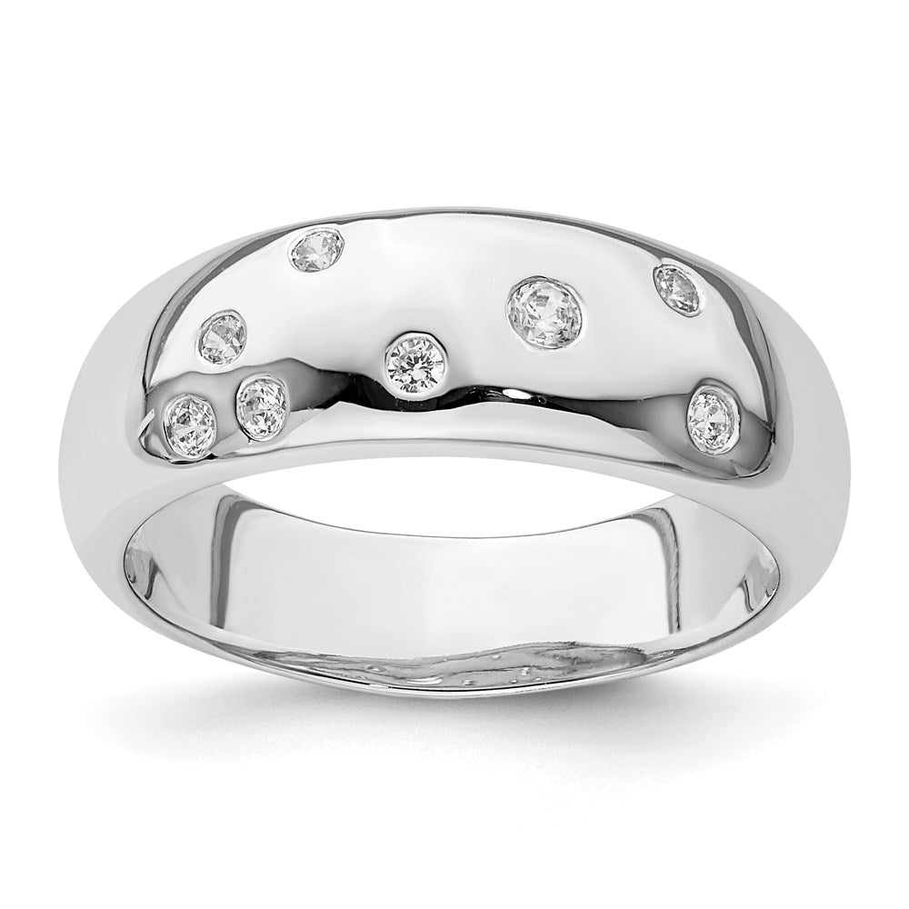 Sterling Silver Rhodium Plated Cz Ring