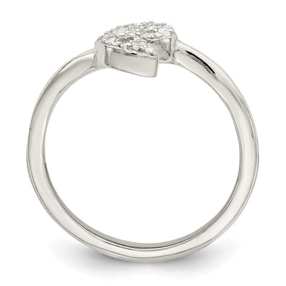 Sterling Silver Cz Leaf Wrap Ring