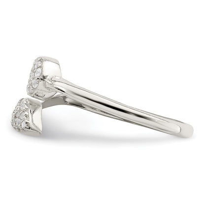 Sterling Silver Cz Leaf Wrap Ring