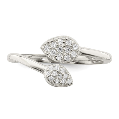 Sterling Silver Cz Leaf Wrap Ring