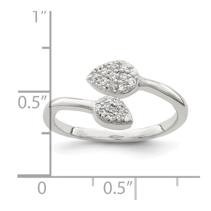 Sterling Silver Cz Leaf Wrap Ring