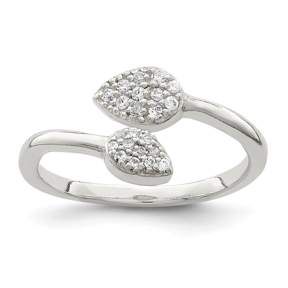 Sterling Silver Cz Leaf Wrap Ring