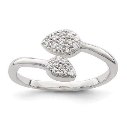 Sterling Silver Cz Leaf Wrap Ring