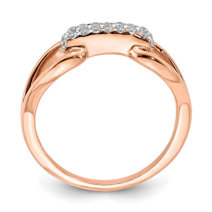 Sterling Silver Rose Tone Rectangular Cz Ring