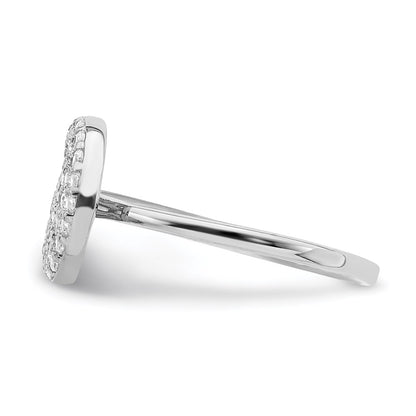 Sterling Silver Rhodium Plated Cz Star & Moon Ring