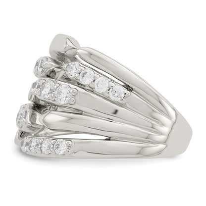 Sterling Silver Cz Fancy Band