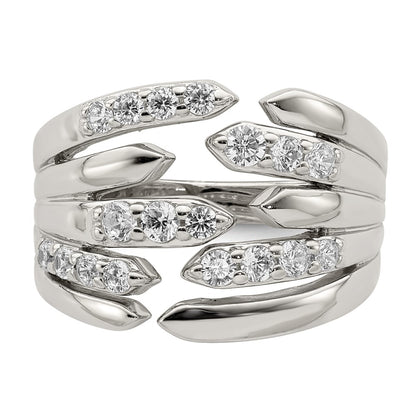 Sterling Silver Cz Fancy Band