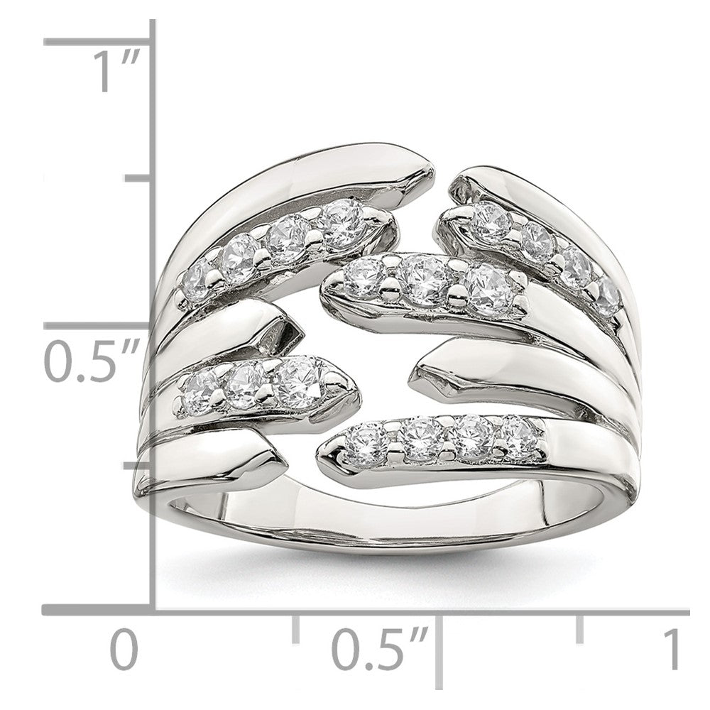 Sterling Silver Cz Fancy Band