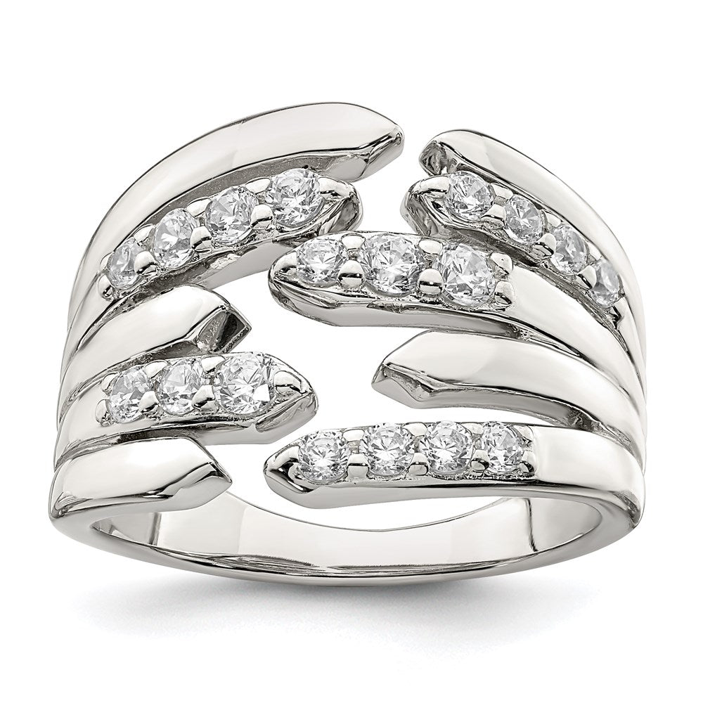 Sterling Silver Cz Fancy Band