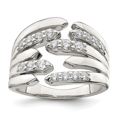 Sterling Silver Cz Fancy Band