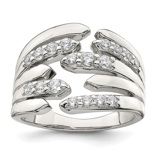 Sterling Silver Cz Fancy Band