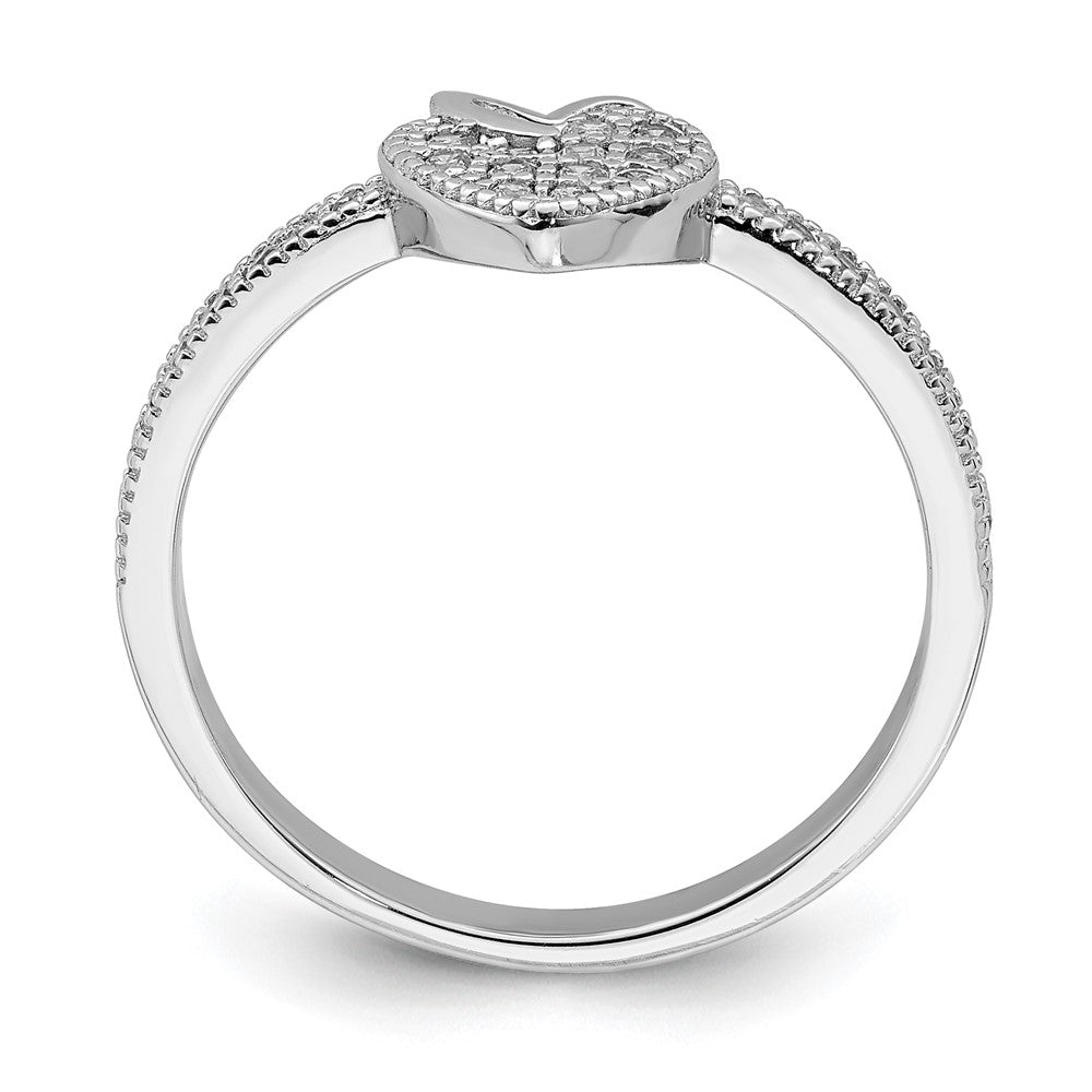 Sterling Silver Hearts Rhodium Plated Cz Ring