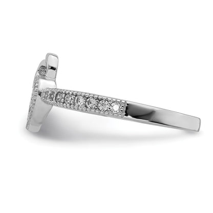 Sterling Silver Hearts Rhodium Plated Cz Ring
