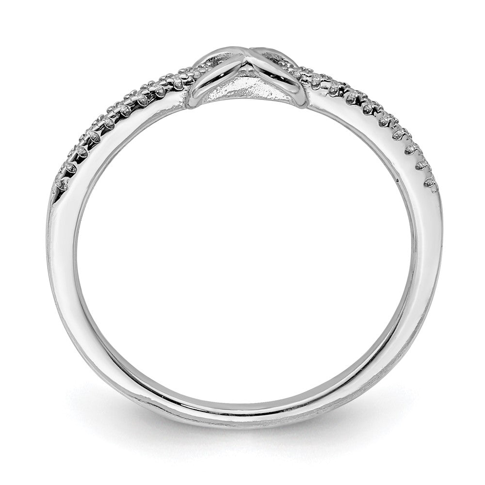 Sterling Silver Rhodium Plated Cz Infinity Ring