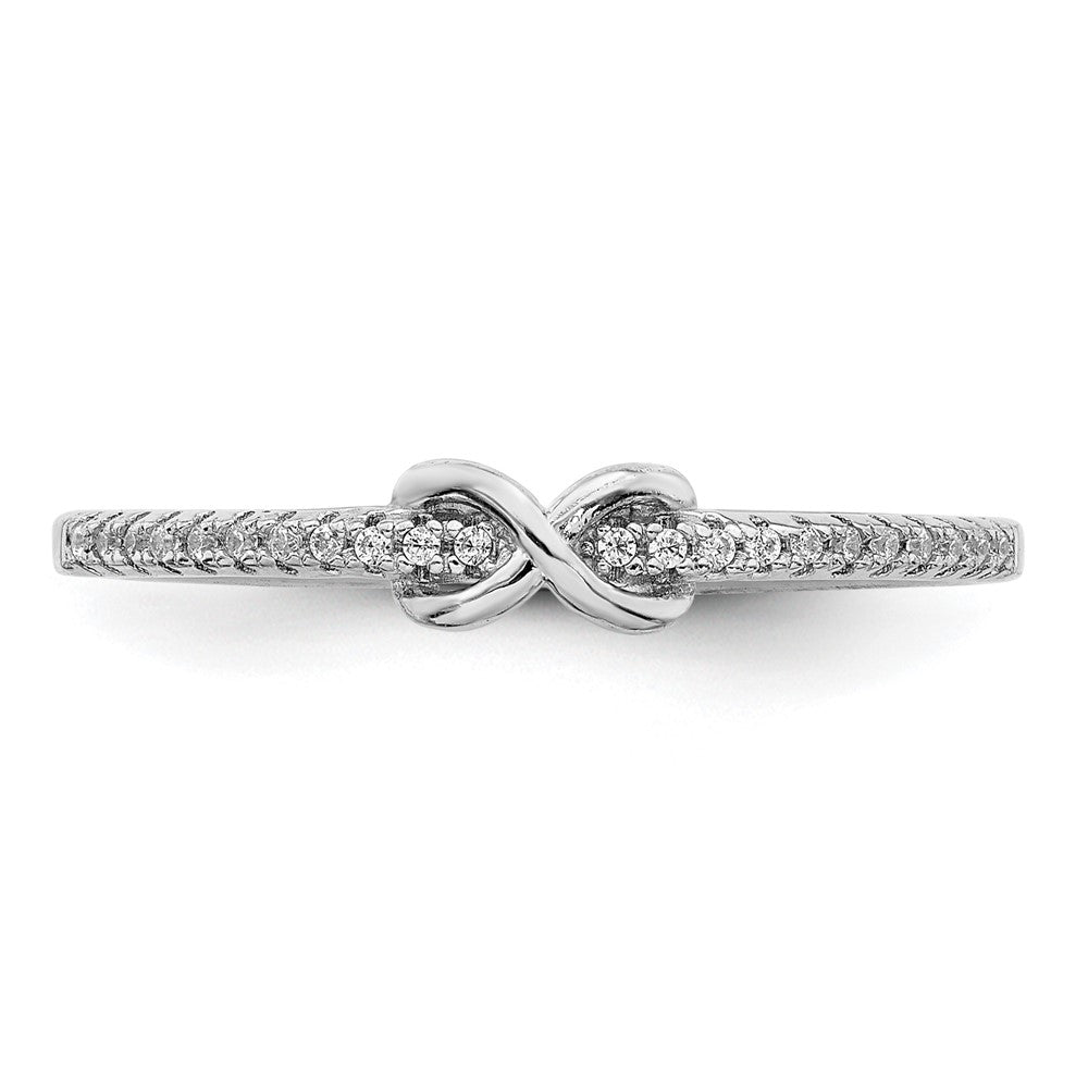Sterling Silver Rhodium Plated Cz Infinity Ring