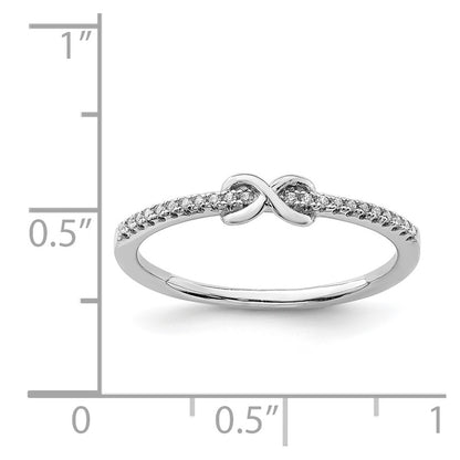 Sterling Silver Rhodium Plated Cz Infinity Ring
