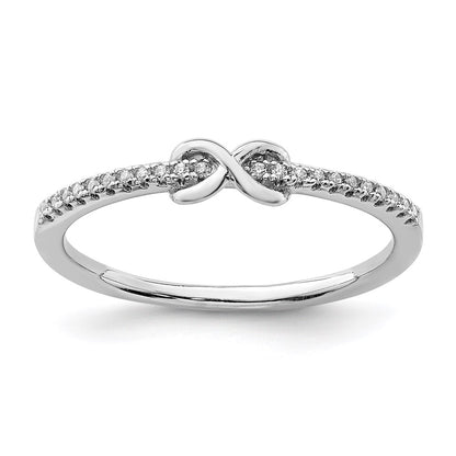 Sterling Silver Rhodium Plated Cz Infinity Ring