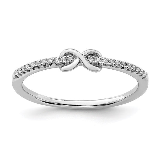 Sterling Silver Rhodium Plated Cz Infinity Ring