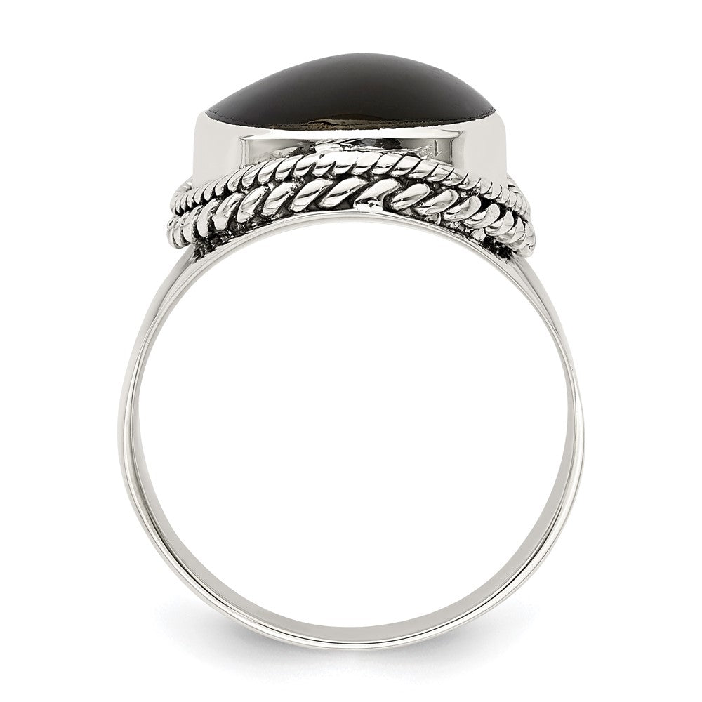 Sterling Silver Polished Black Onyx Ring