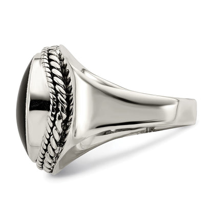 Sterling Silver Polished Black Onyx Ring