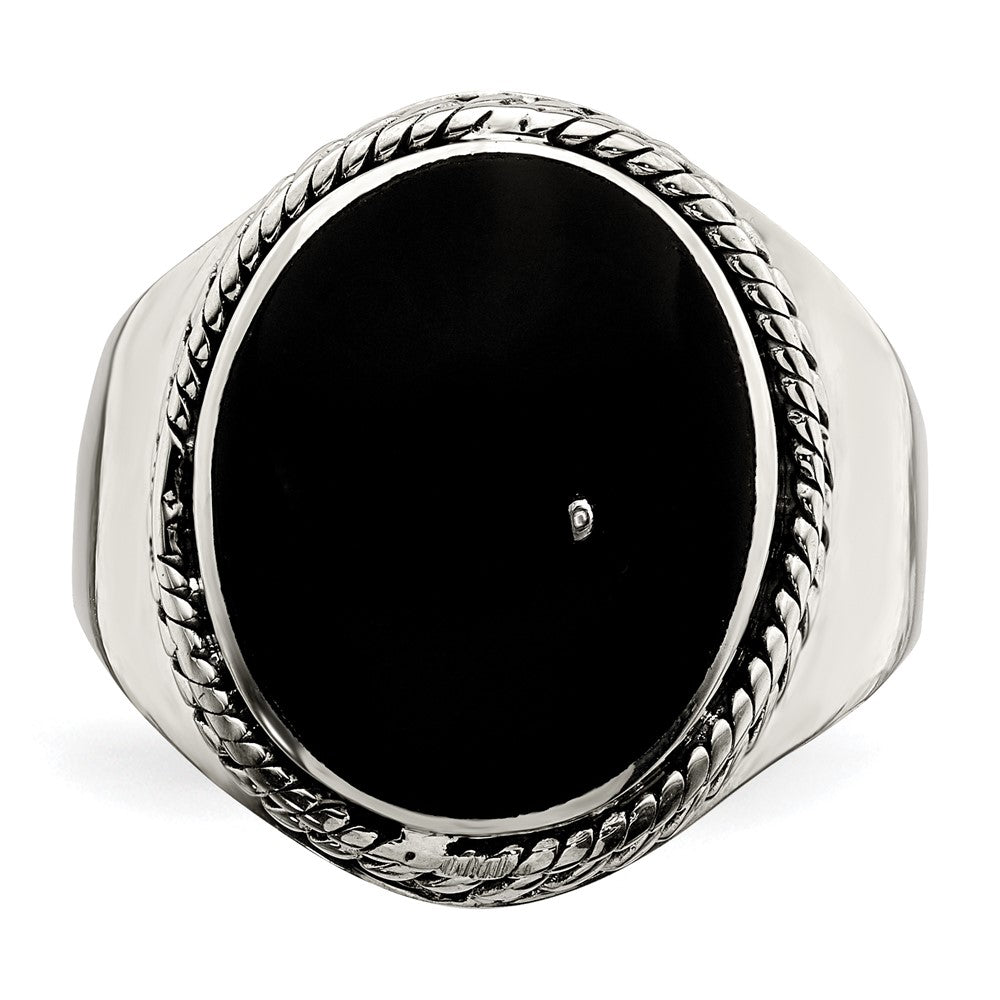 Sterling Silver Polished Black Onyx Ring