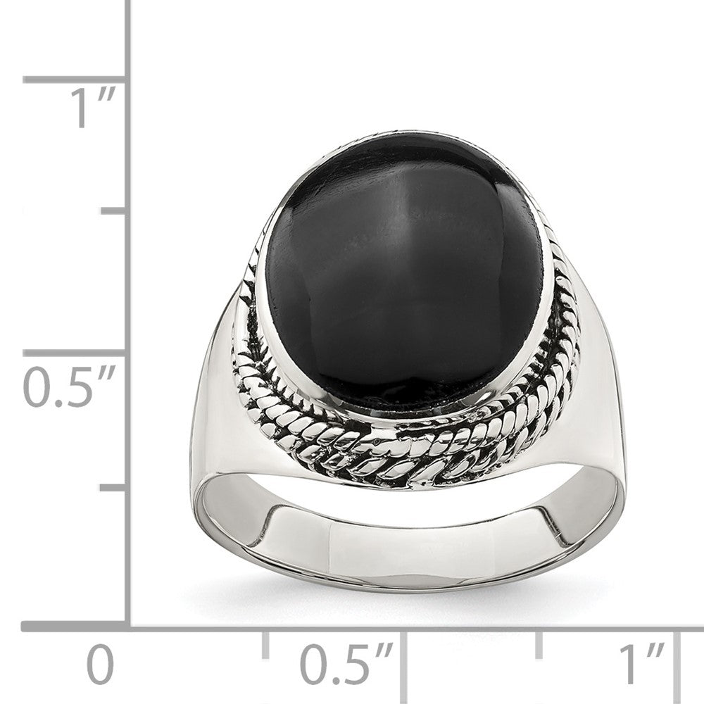 Sterling Silver Polished Black Onyx Ring