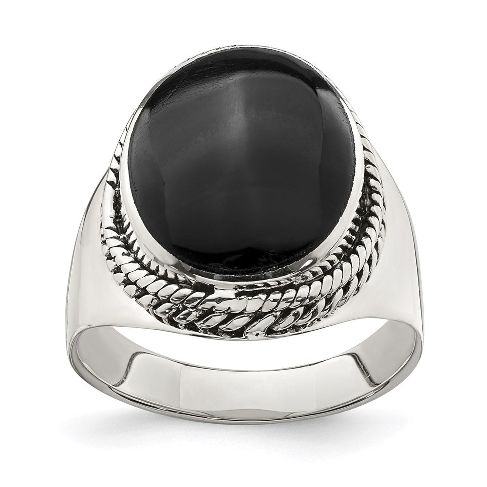 Sterling Silver Polished Black Onyx Ring