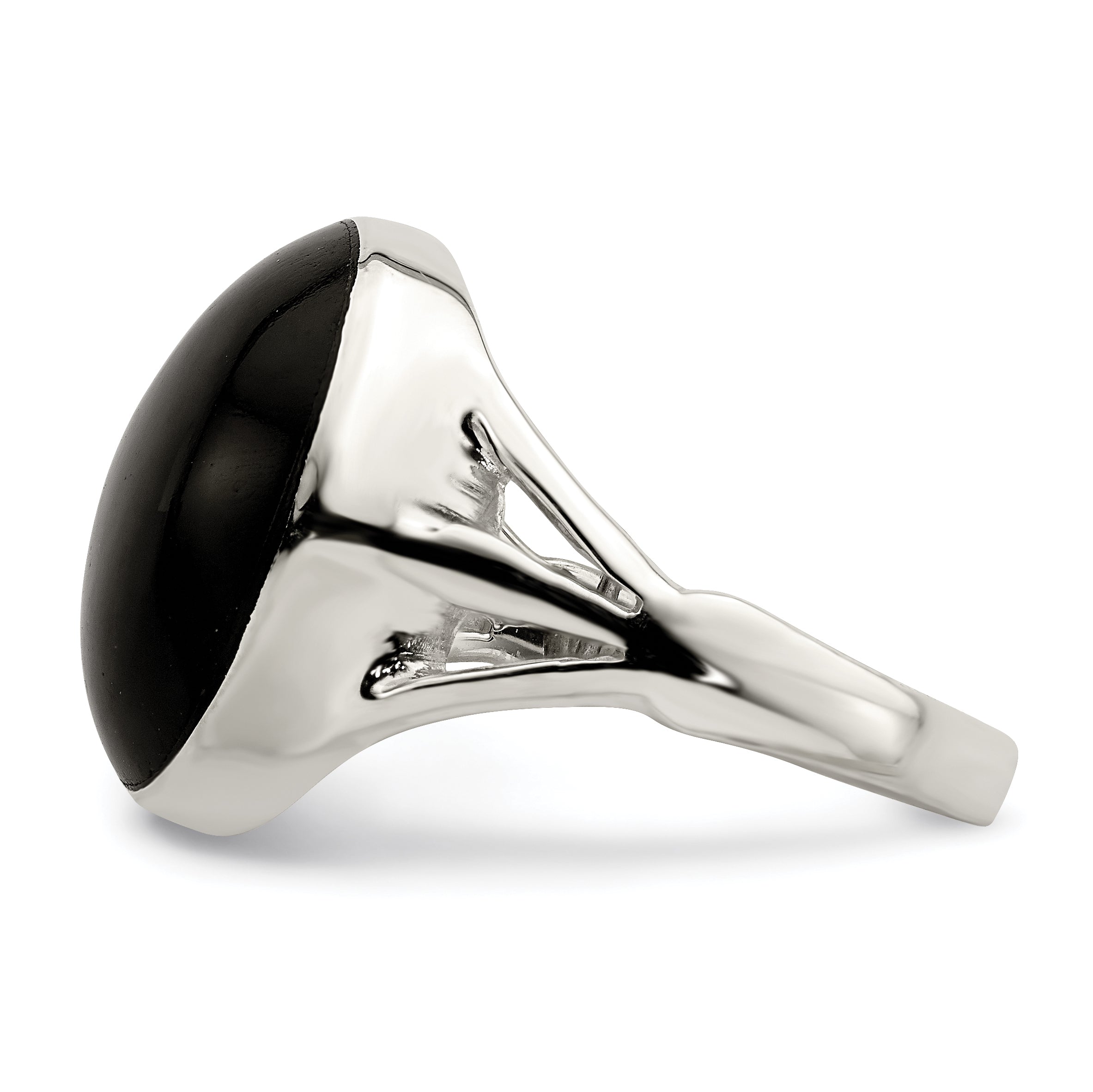 Sterling Silver Polished Black Onyx Oval Cut Ring (Size 6 Only)