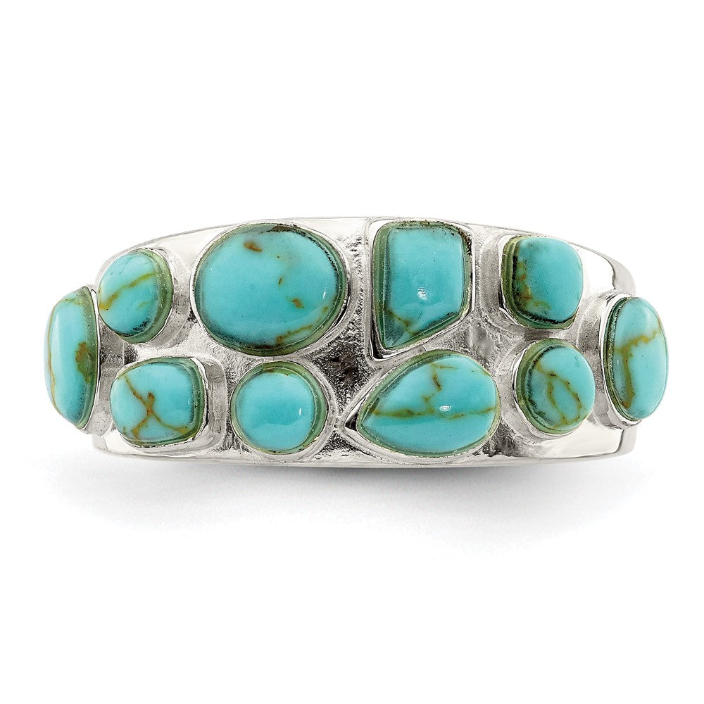 Sterling Silver Synthetic Turquoise Inlay Ring (Size 6 Only)