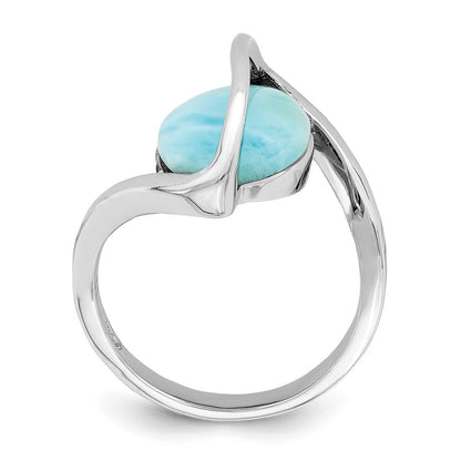 Sterling Silver Rhodium Plated Larimar Twisted Ring