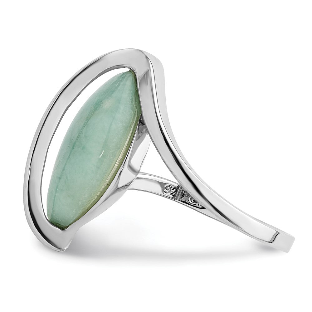 Sterling Silver Rhodium Plated Larimar Twisted Ring