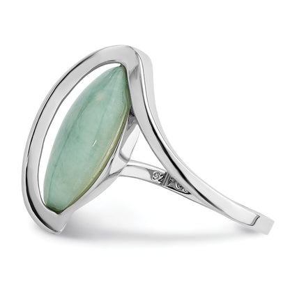 Sterling Silver Rhodium Plated Larimar Twisted Ring
