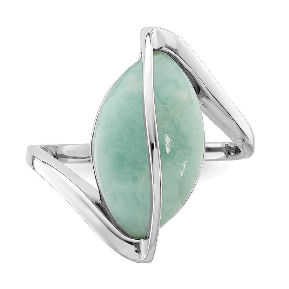 Sterling Silver Rhodium Plated Larimar Twisted Ring