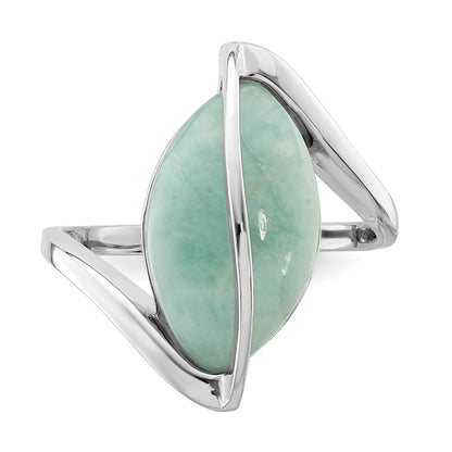 Sterling Silver Rhodium Plated Larimar Twisted Ring