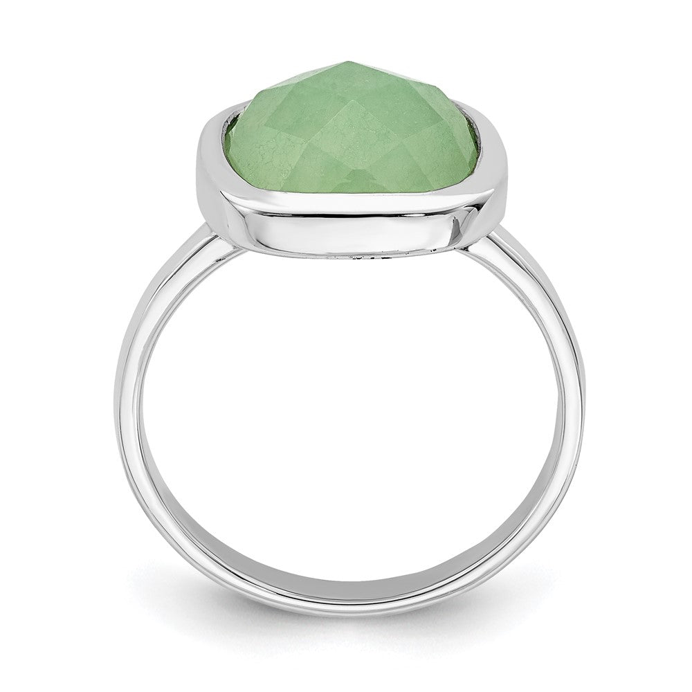 Sterling Silver Rhodium Plated Green Cz Ring