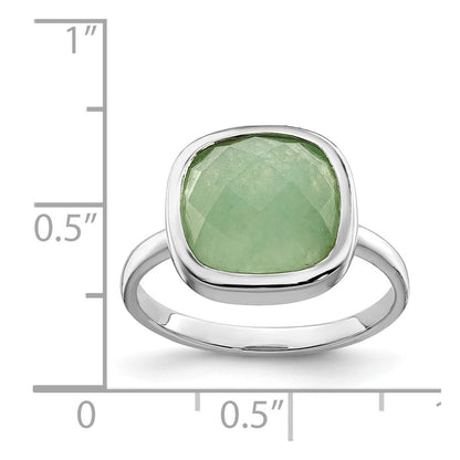 Sterling Silver Rhodium Plated Green Cz Ring