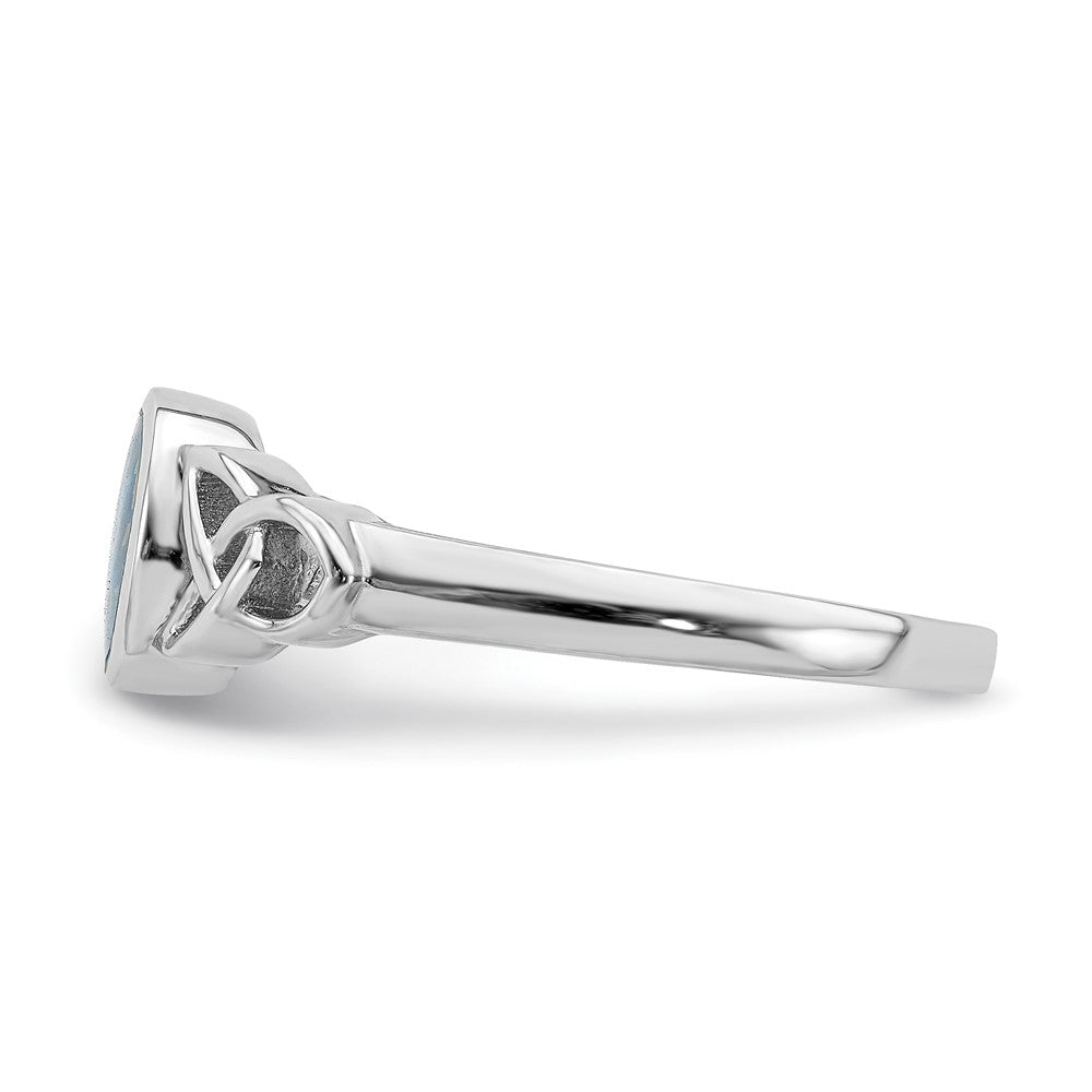 Sterling Silver Rhodium Plated Lab Created Opal Ring