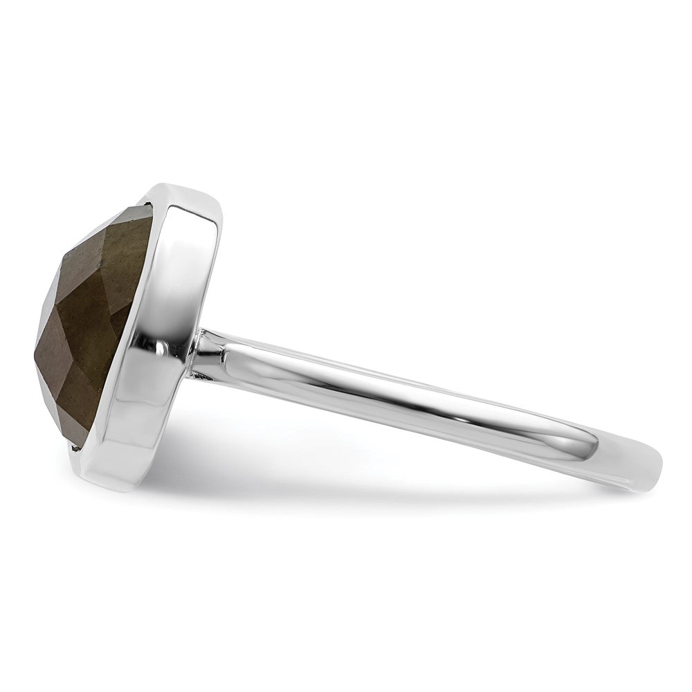 Sterling Silver Rhodium Plated Brown Cz Ring