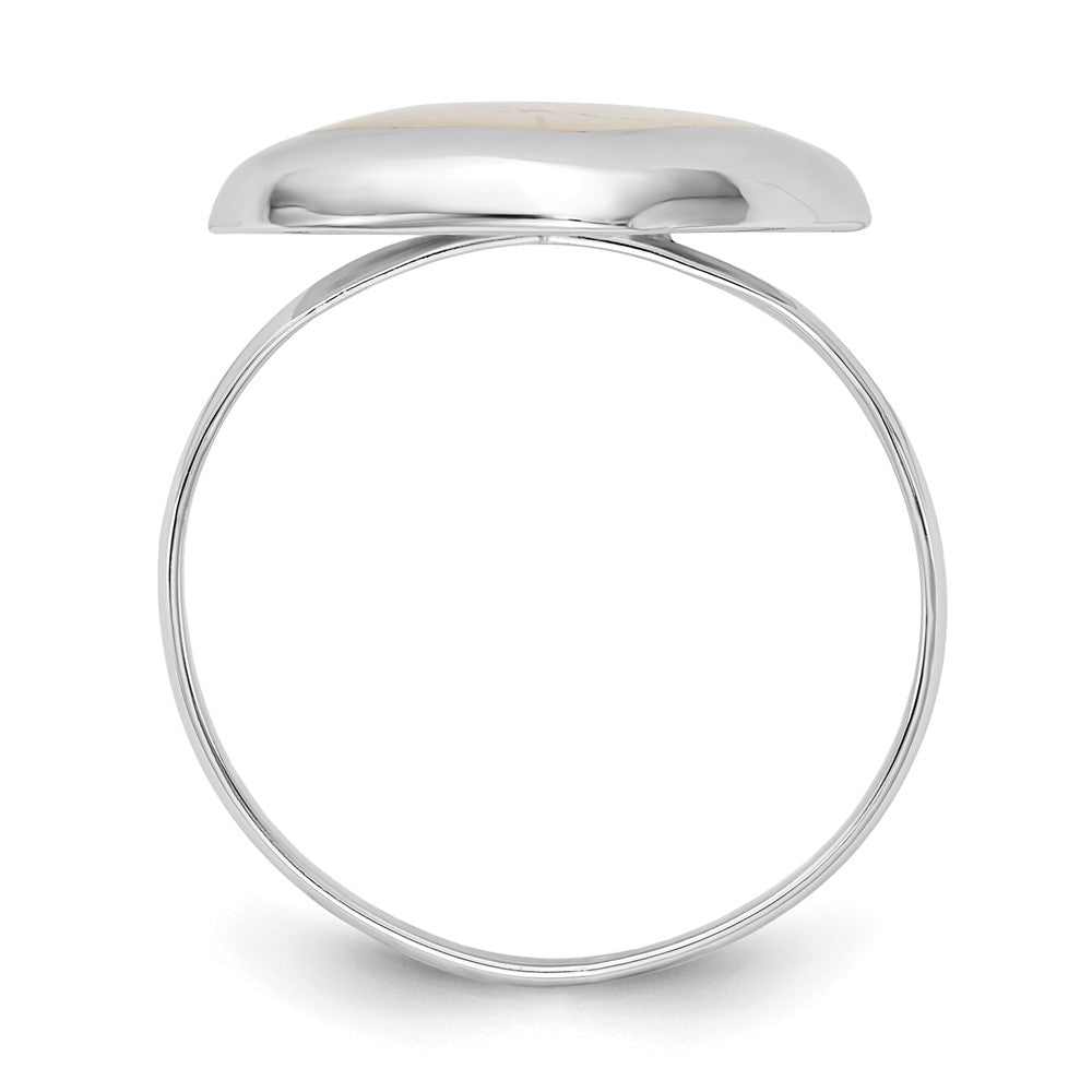 Sterling Silver Rhodium Plated Moon Mother Of Pearl Ring