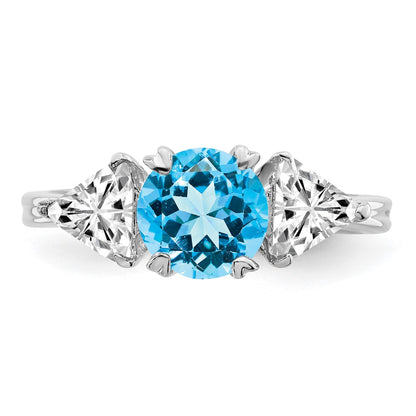 Sterling Silver Rhodium Blue Topaz Ring