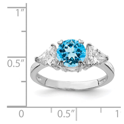 Sterling Silver Rhodium Blue Topaz Ring