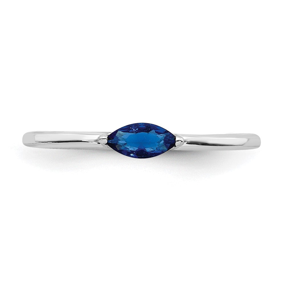Sterling Silver Rhodium Plated Blue Cz Ring