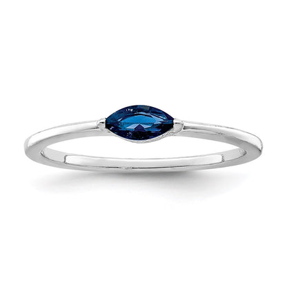 Sterling Silver Rhodium Plated Blue Cz Ring