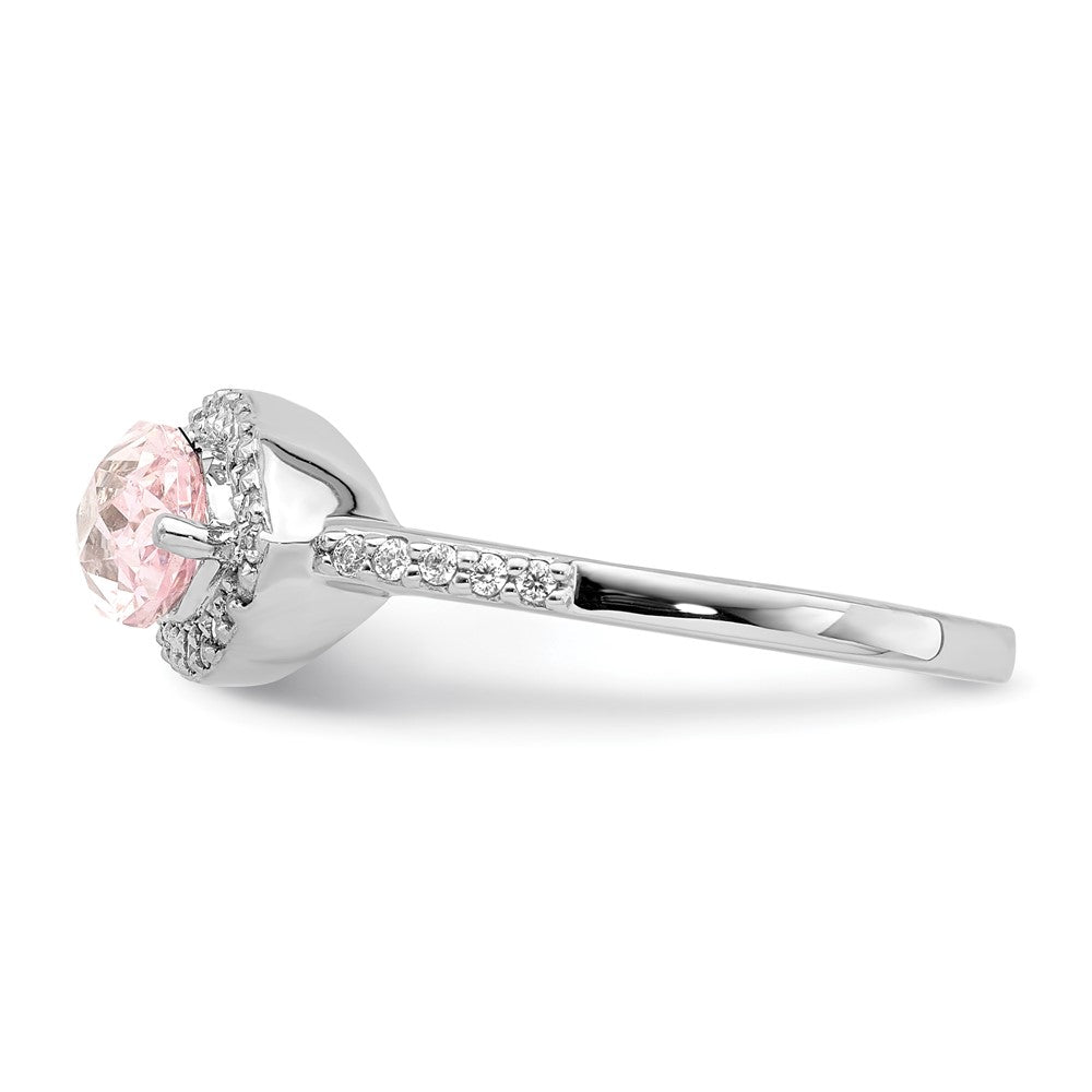 Sterling Silver Rhodium Plated 10X5 Pink Marquise Cz Ring