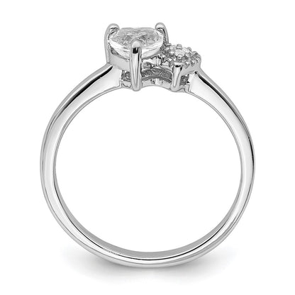Sterling Silver Rhodium Plated Polished White Topaz And Diamond Ring