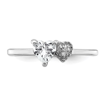 Sterling Silver Rhodium Plated Polished White Topaz And Diamond Ring