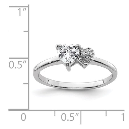Sterling Silver Rhodium Plated Polished White Topaz And Diamond Ring