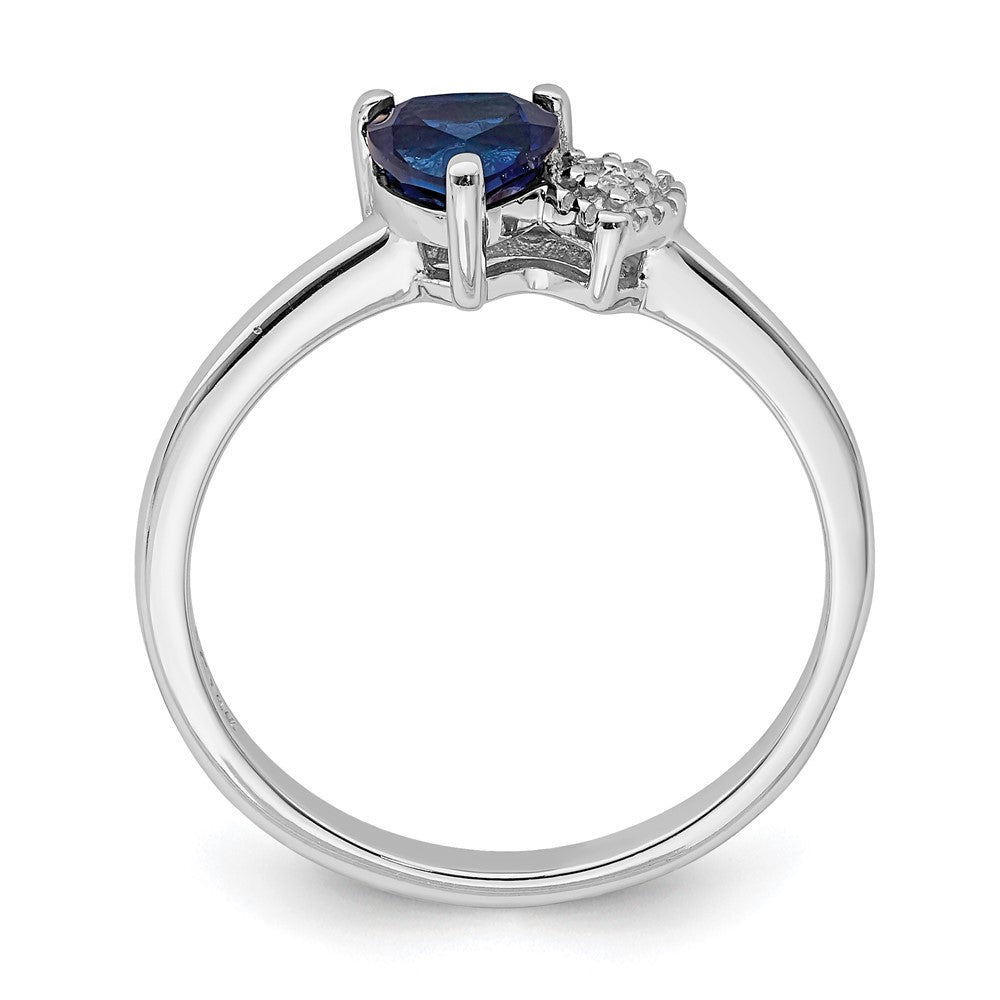 Sterling Silver Rhodium Plated Created Sapphire And Diamond Ring