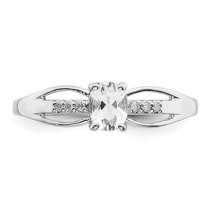 Sterling Silver Rhod Plated Diamond White Topaz Ring