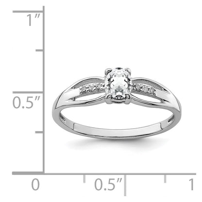 Sterling Silver Rhod Plated Diamond White Topaz Ring